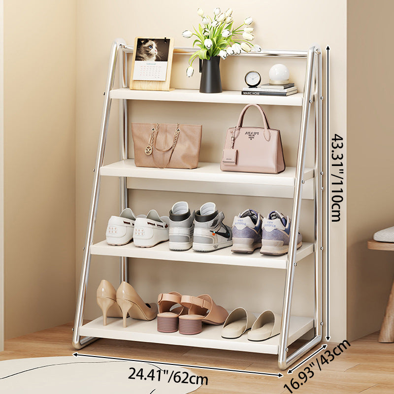 Modern Simplicity Narrow Triangular Stainless Steel Iron Shoe Storage 4-Tier For Hallway