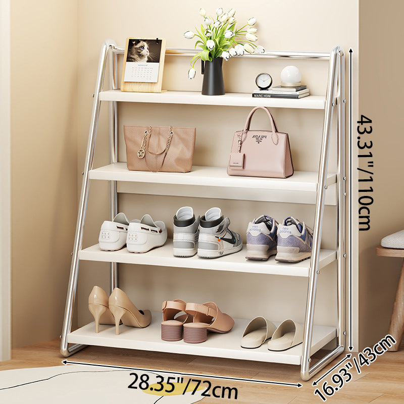 Modern Simplicity Narrow Triangular Stainless Steel Iron Shoe Storage 4-Tier For Hallway
