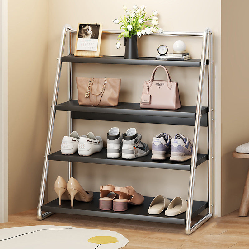 Modern Simplicity Narrow Triangular Stainless Steel Iron Shoe Storage 4-Tier For Hallway