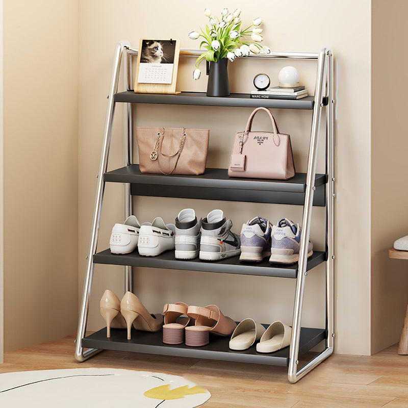 Modern Simplicity Narrow Triangular Stainless Steel Iron Shoe Storage 4-Tier For Hallway