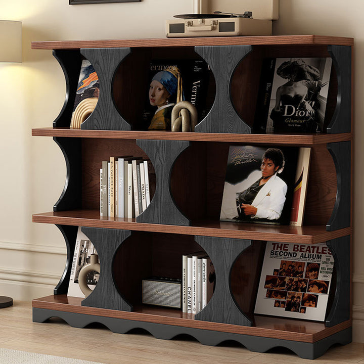 Traditional Vintage Rectangular Particle Board Display Rack 4-Tier For Living Room