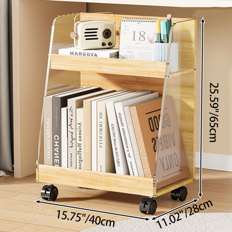 Modern Minimalist Movable Trapezoid MDF Acrylic Storage Cabinet 2-Tier For Study