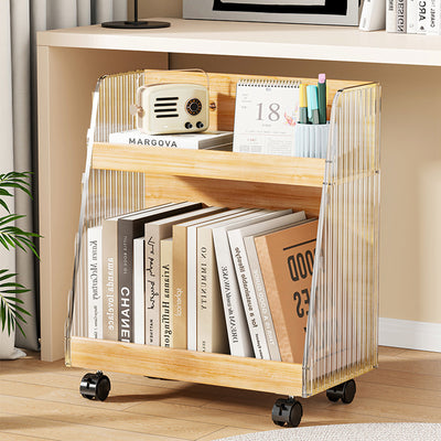 Modern Minimalist Movable Trapezoid MDF Acrylic Storage Cabinet 2-Tier For Study