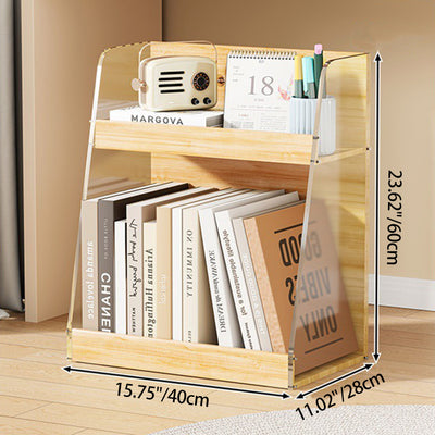 Modern Minimalist Movable Trapezoid MDF Acrylic Storage Cabinet 2-Tier For Study