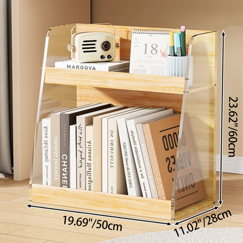 Modern Minimalist Movable Trapezoid MDF Acrylic Storage Cabinet 2-Tier For Study