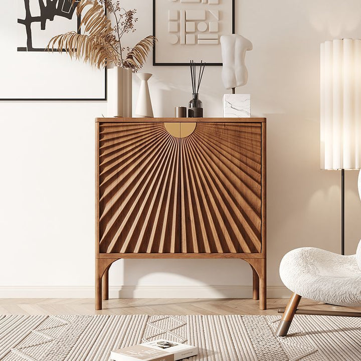 Contemporary Scandinavian Rectangular Eco-Friendly Engineered Wood Cherry Wood Storage Cabinet 3-Tier For Living Room