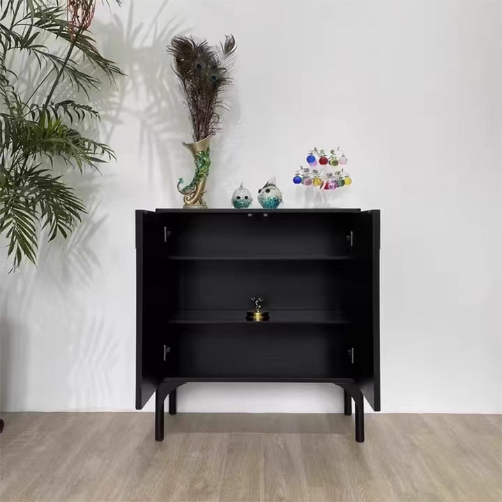 Contemporary Scandinavian Rectangular Eco-Friendly Engineered Wood Cherry Wood Storage Cabinet 3-Tier For Living Room