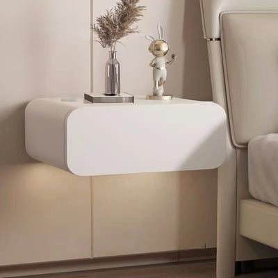 Contemporary Nordic Rectangular Solid Wood Multi-Layer Board Suspended Nightstand 1-Drawer For Bedroom