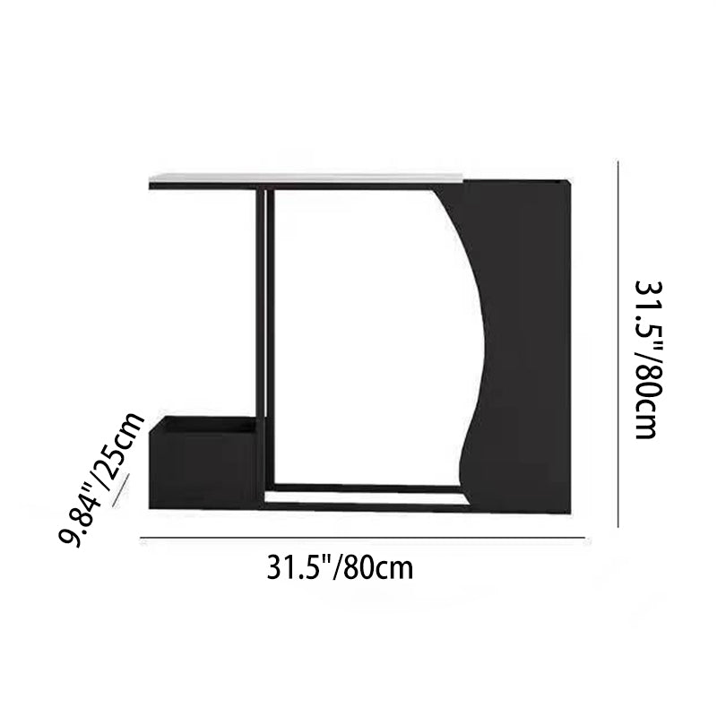 Moderner minimalistischer ultra-schmaler geometrischer Eisen-Marmor-Konsolentisch 2-stufig für den Eingangsbereich 