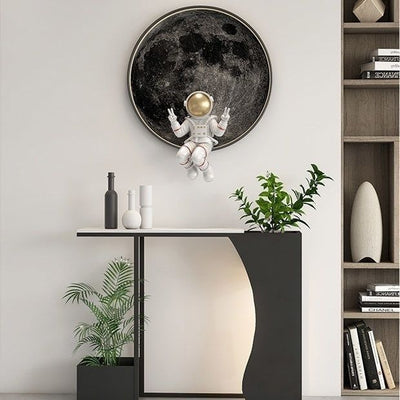 Modern Minimalist Ultra-Narrow Geometric Iron Marble Console Table 2-Tier For Entryway