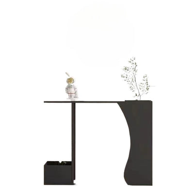 Modern Minimalist Ultra-Narrow Geometric Iron Marble Console Table 2-Tier For Entryway