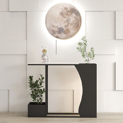 Modern Minimalist Ultra-Narrow Geometric Iron Marble Console Table 2-Tier For Entryway