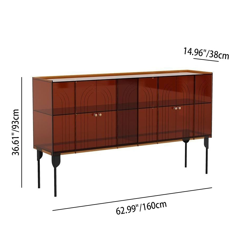Armoire de rangement contemporaine scandinave rectangulaire en fer et acrylique à 3 niveaux pour salon 
