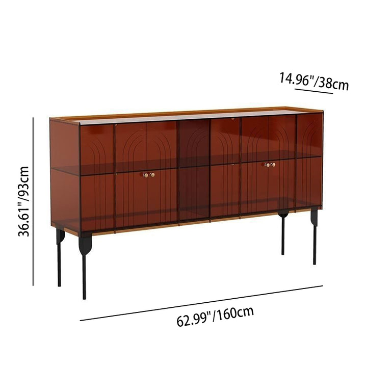 Armoire de rangement contemporaine scandinave rectangulaire en fer et acrylique à 3 niveaux pour salon 