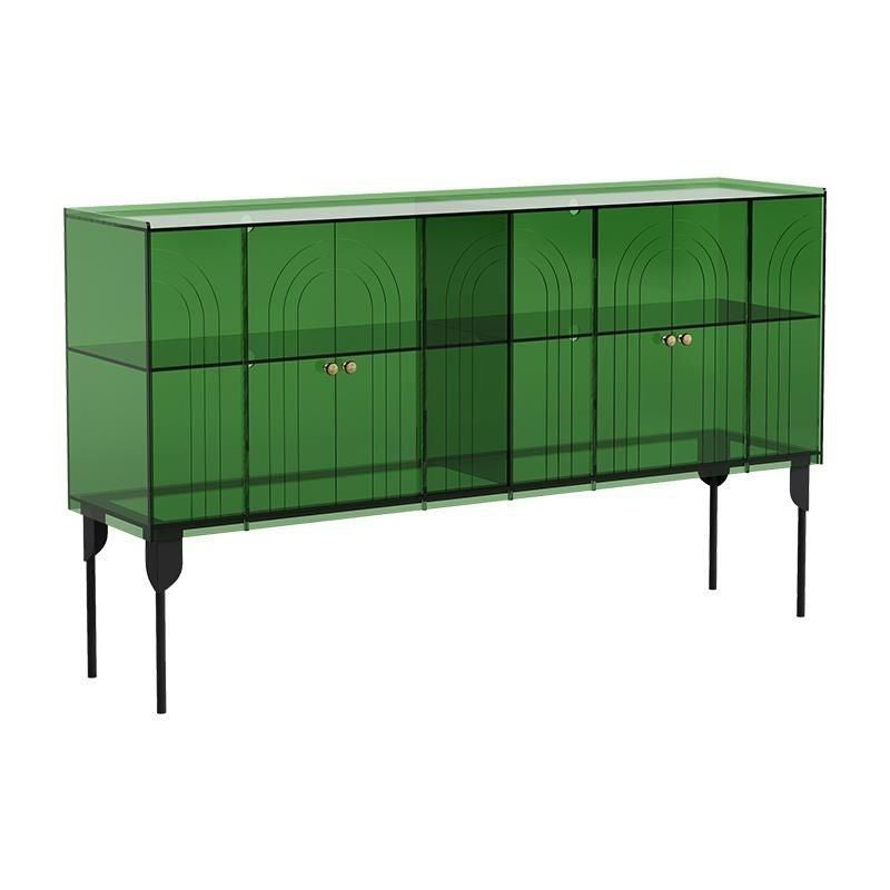 Contemporary Scandinavian Rectangular Iron Acrylic Storage Cabinet 3-Tier For Living Room
