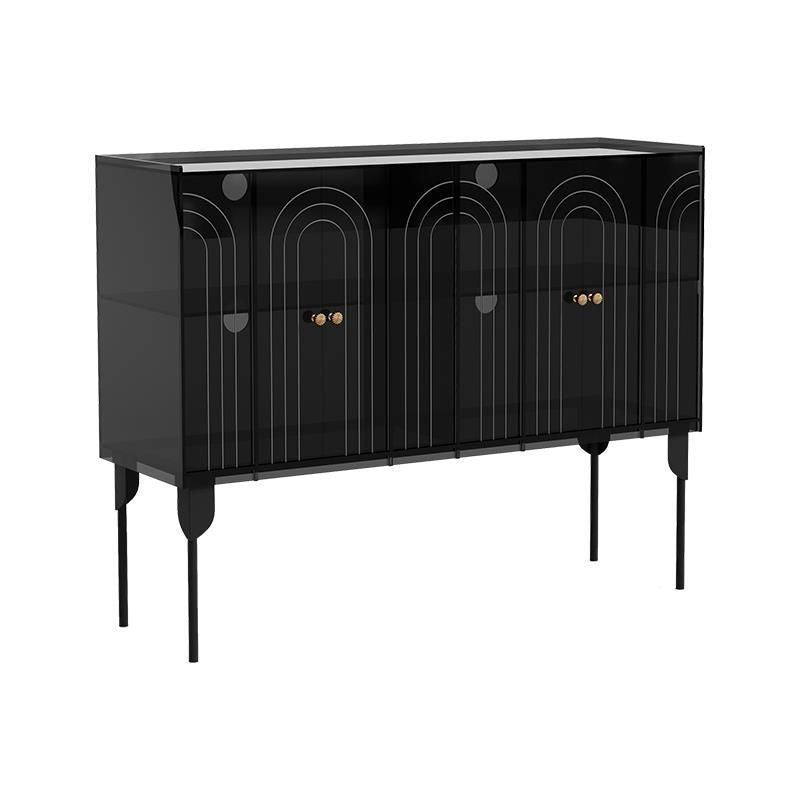 Contemporary Scandinavian Rectangular Iron Acrylic Storage Cabinet 3-Tier For Living Room
