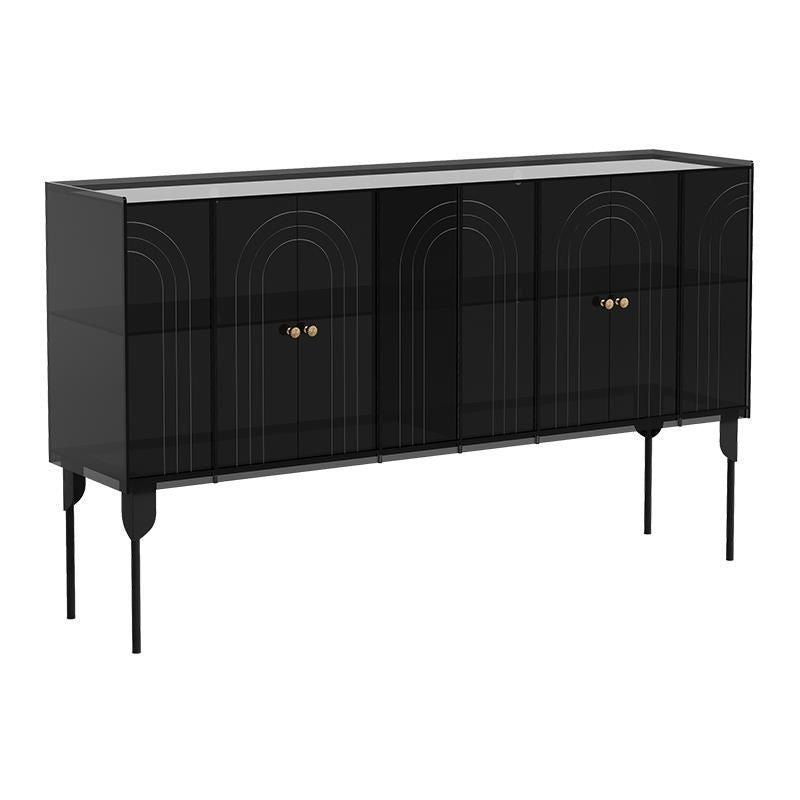 Contemporary Scandinavian Rectangular Iron Acrylic Storage Cabinet 3-Tier For Living Room