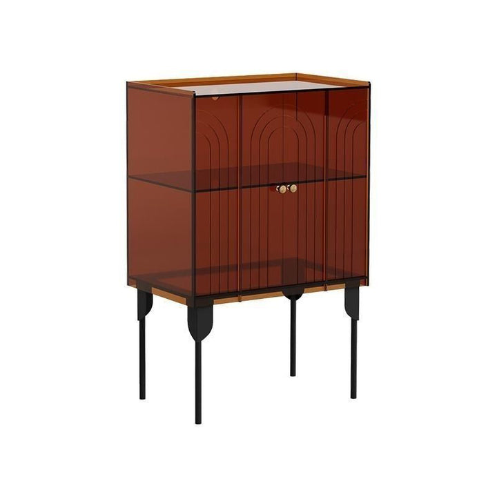 Armoire de rangement contemporaine scandinave rectangulaire en fer et acrylique à 3 niveaux pour salon 