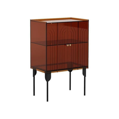 Contemporary Scandinavian Rectangular Iron Acrylic Storage Cabinet 3-Tier For Living Room