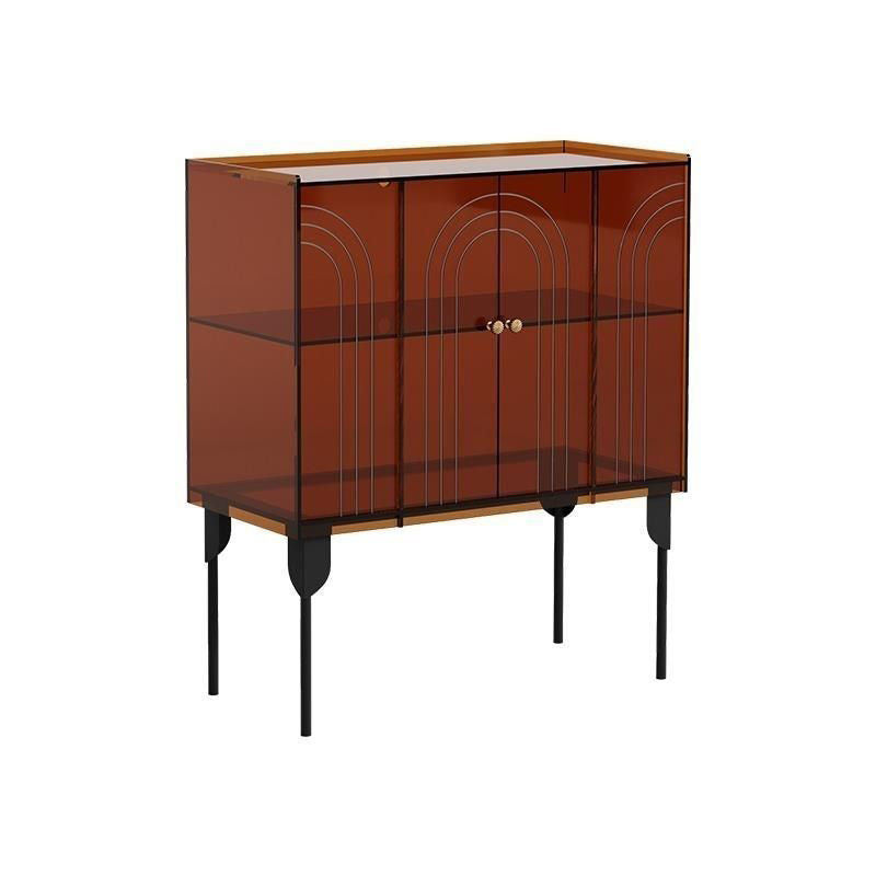 Armoire de rangement contemporaine scandinave rectangulaire en fer et acrylique à 3 niveaux pour salon 