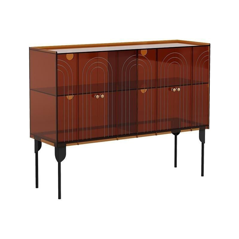 Contemporary Scandinavian Rectangular Iron Acrylic Storage Cabinet 3-Tier For Living Room