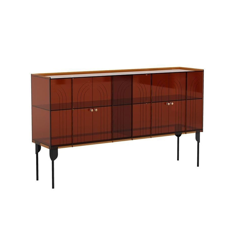 Armoire de rangement contemporaine scandinave rectangulaire en fer et acrylique à 3 niveaux pour salon 