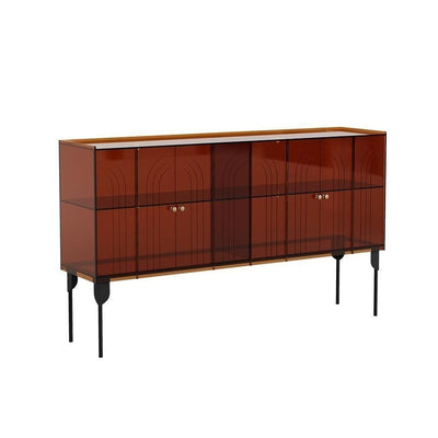 Contemporary Scandinavian Rectangular Iron Acrylic Storage Cabinet 3-Tier For Living Room