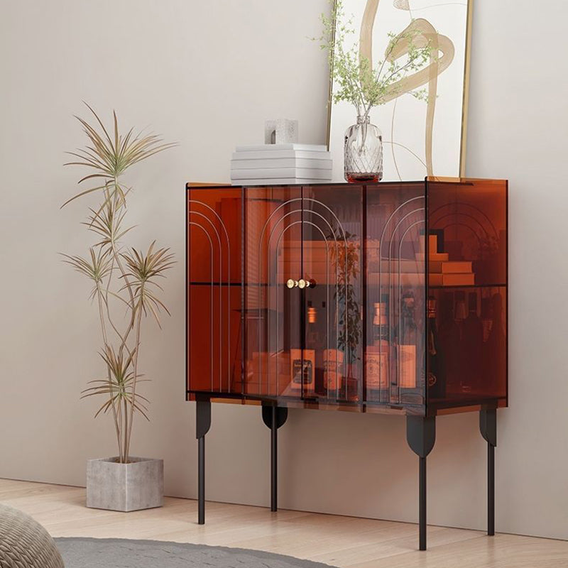 Contemporary Scandinavian Rectangular Iron Acrylic Storage Cabinet 3-Tier For Living Room