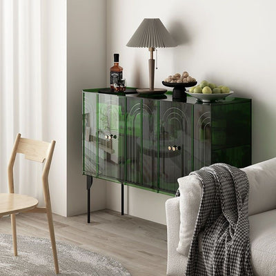 Contemporary Scandinavian Rectangular Iron Acrylic Storage Cabinet 3-Tier For Living Room