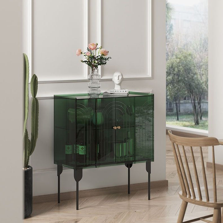Armoire de rangement contemporaine scandinave rectangulaire en fer et acrylique à 3 niveaux pour salon 