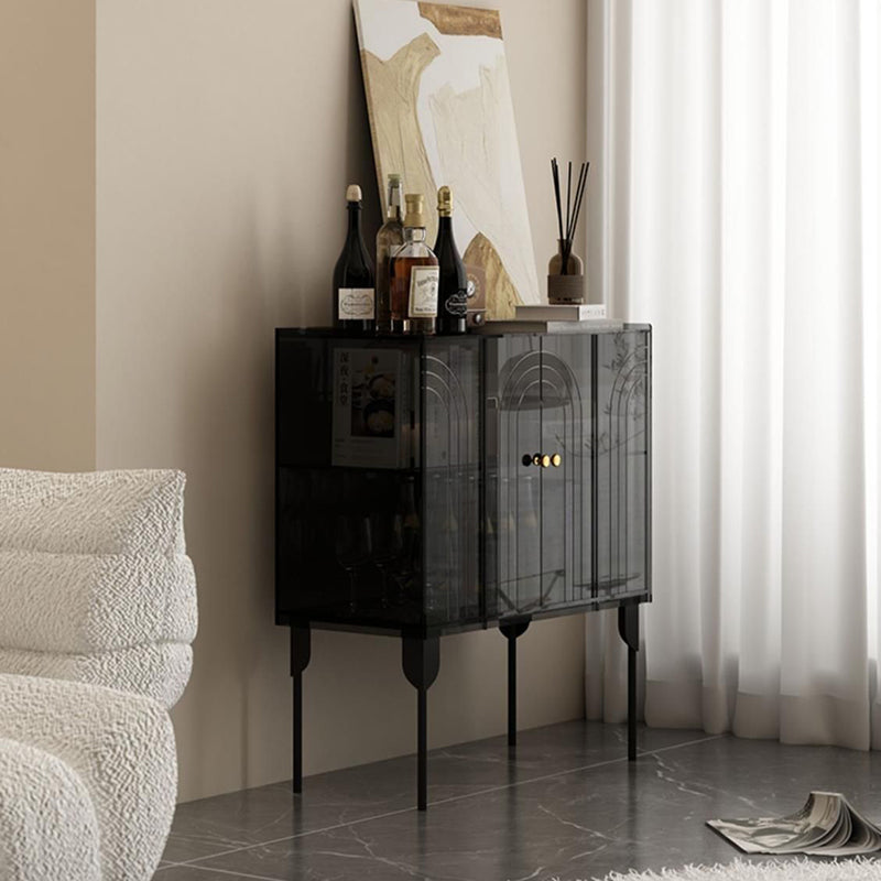 Armoire de rangement contemporaine scandinave rectangulaire en fer et acrylique à 3 niveaux pour salon 