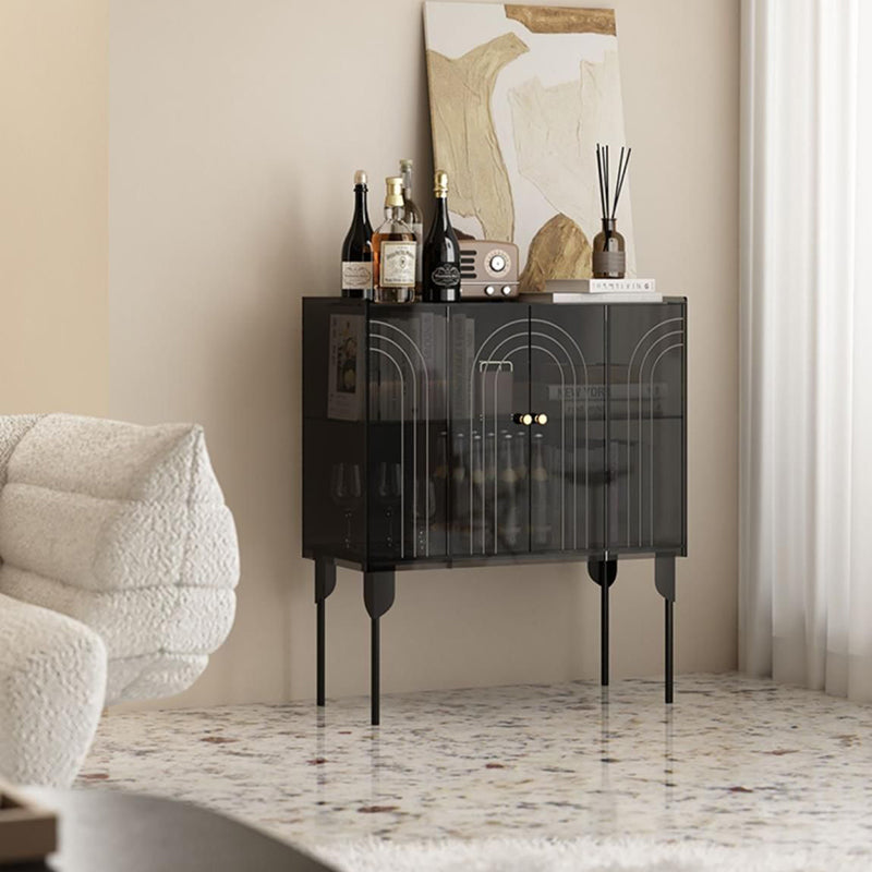 Contemporary Scandinavian Rectangular Iron Acrylic Storage Cabinet 3-Tier For Living Room