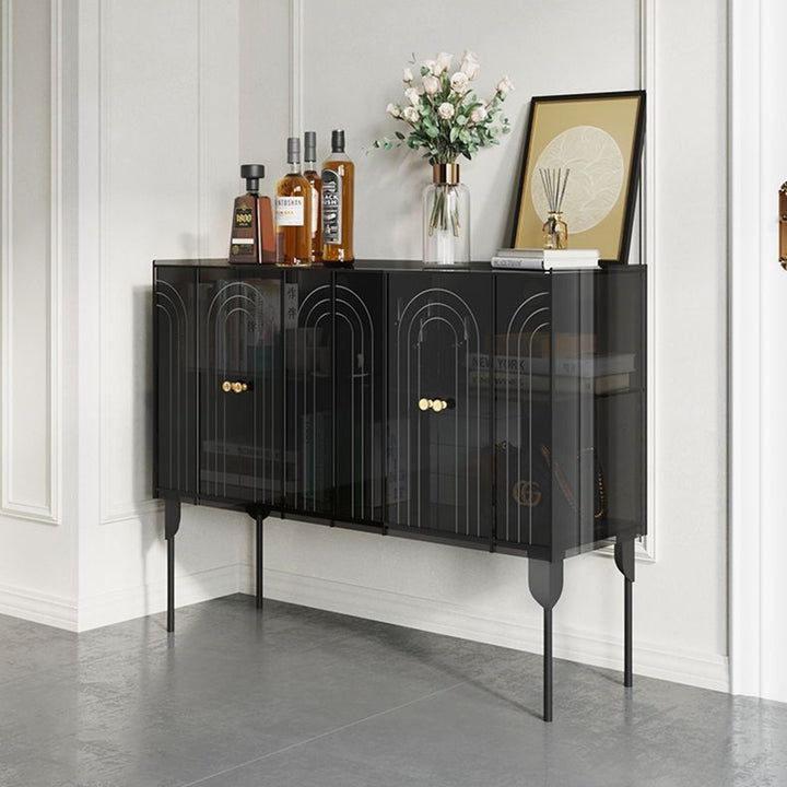 Armoire de rangement contemporaine scandinave rectangulaire en fer et acrylique à 3 niveaux pour salon 