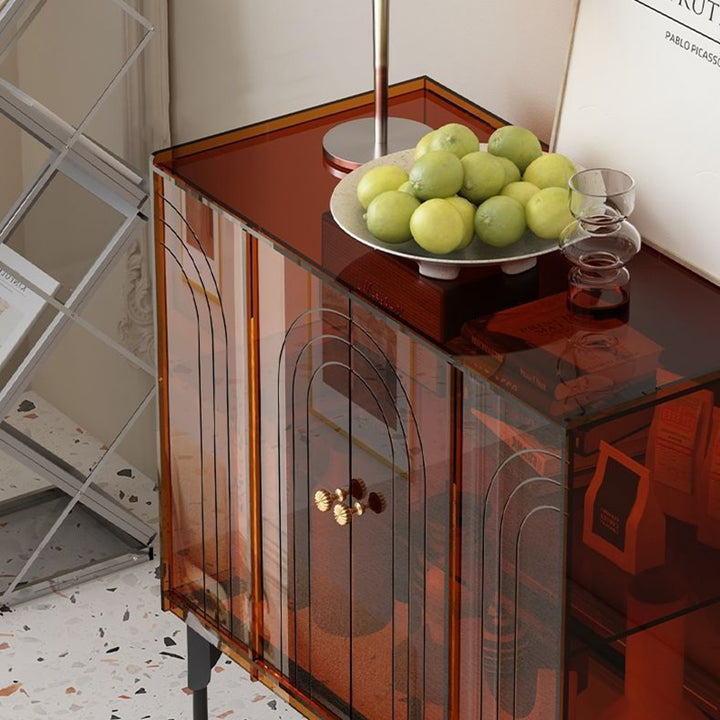 Armoire de rangement contemporaine scandinave rectangulaire en fer et acrylique à 3 niveaux pour salon 