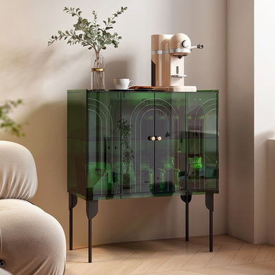 Contemporary Scandinavian Rectangular Iron Acrylic Storage Cabinet 3-Tier For Living Room