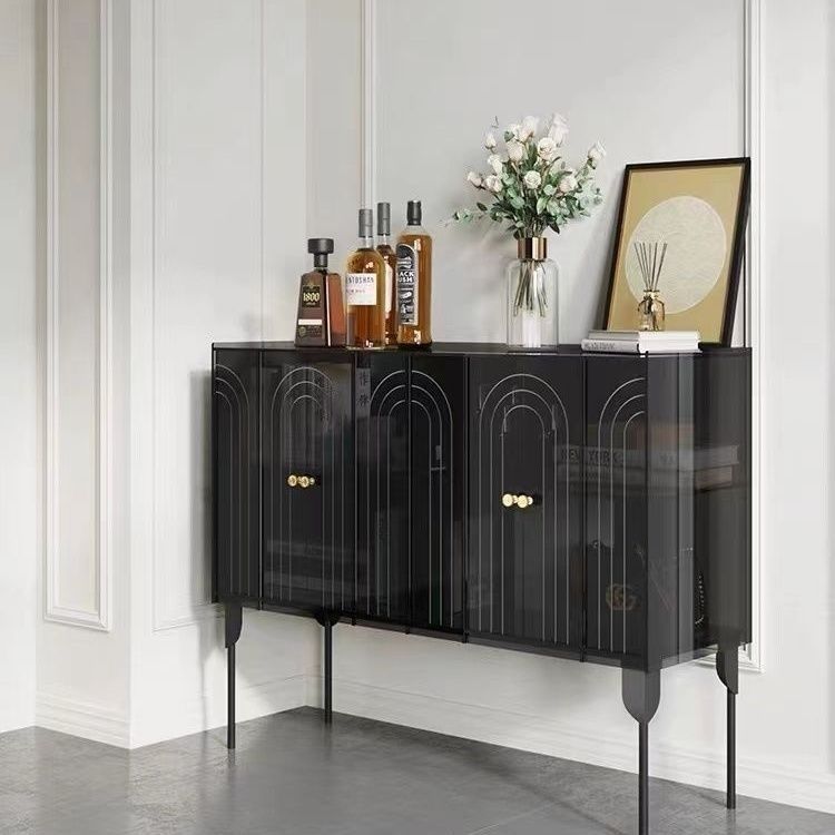 Armoire de rangement contemporaine scandinave rectangulaire en fer et acrylique à 3 niveaux pour salon 