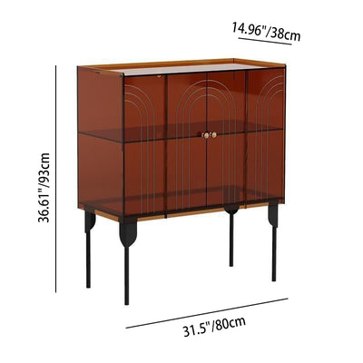 Contemporary Scandinavian Rectangular Iron Acrylic Storage Cabinet 3-Tier For Living Room