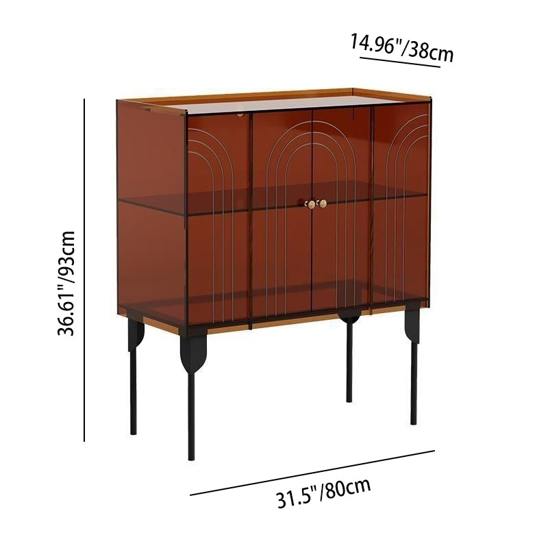 Contemporary Scandinavian Rectangular Iron Acrylic Storage Cabinet 3-Tier For Living Room