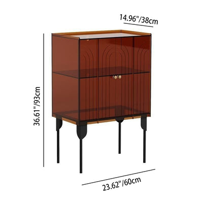 Contemporary Scandinavian Rectangular Iron Acrylic Storage Cabinet 3-Tier For Living Room