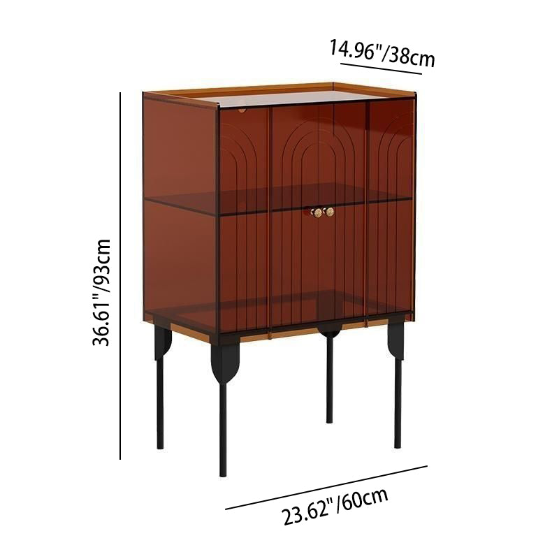 Contemporary Scandinavian Rectangular Iron Acrylic Storage Cabinet 3-Tier For Living Room