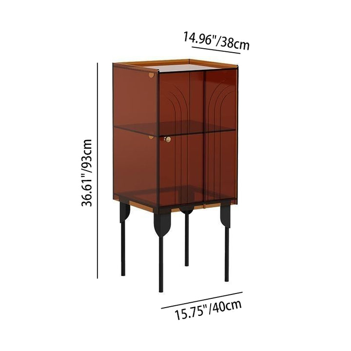 Armoire de rangement contemporaine scandinave rectangulaire en fer et acrylique à 3 niveaux pour salon 