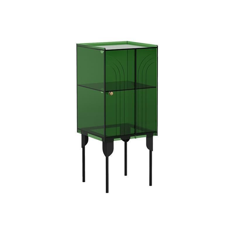 Contemporary Scandinavian Rectangular Iron Acrylic Storage Cabinet 3-Tier For Living Room