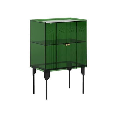 Contemporary Scandinavian Rectangular Iron Acrylic Storage Cabinet 3-Tier For Living Room