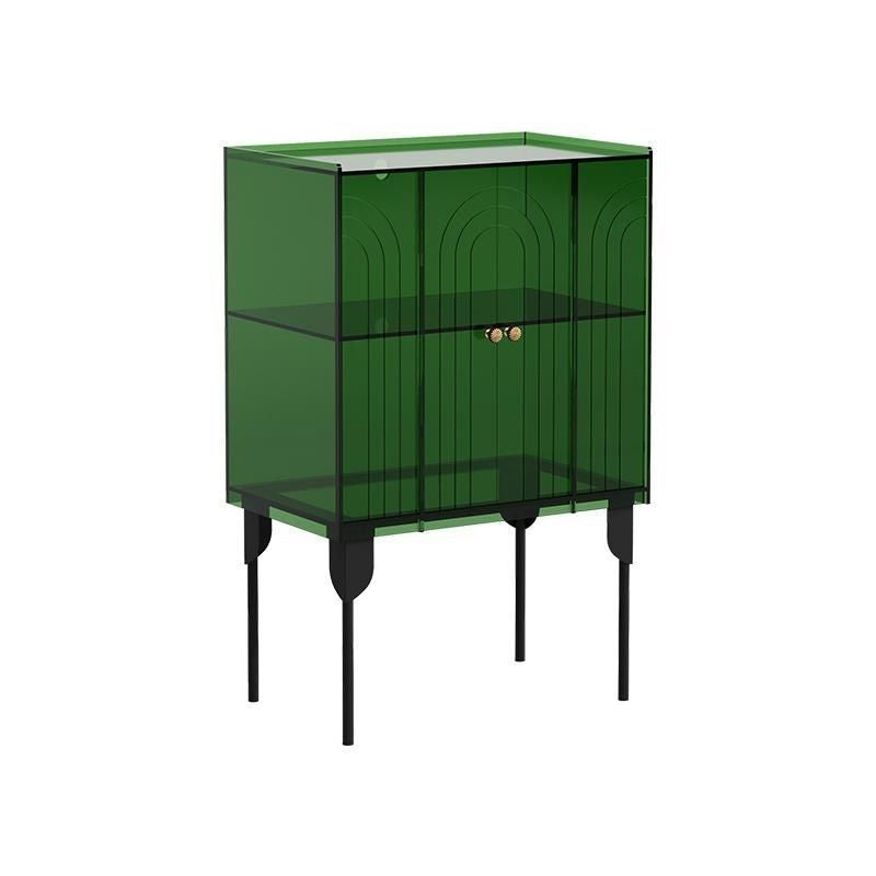 Contemporary Scandinavian Rectangular Iron Acrylic Storage Cabinet 3-Tier For Living Room