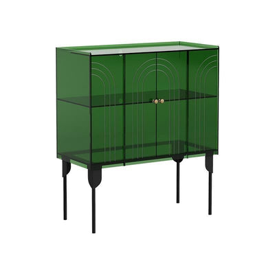 Contemporary Scandinavian Rectangular Iron Acrylic Storage Cabinet 3-Tier For Living Room