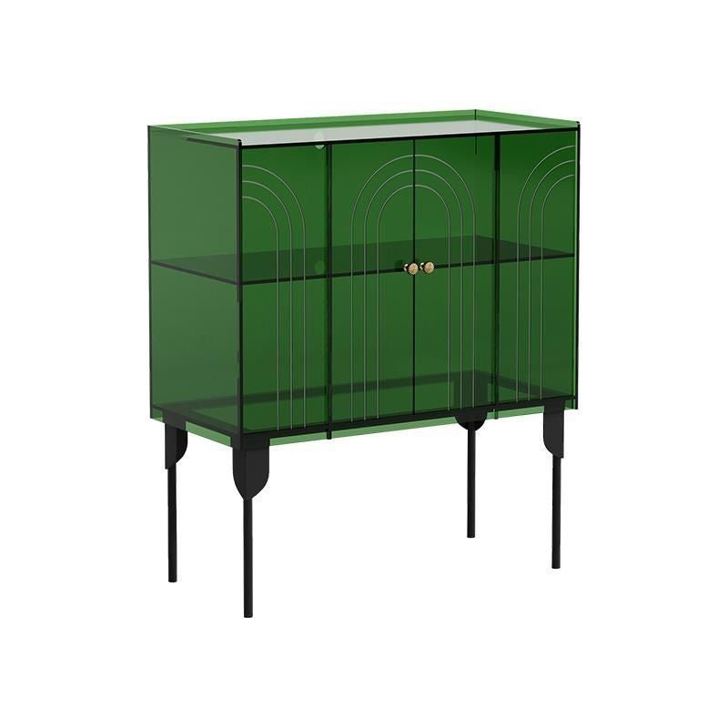 Contemporary Scandinavian Rectangular Iron Acrylic Storage Cabinet 3-Tier For Living Room