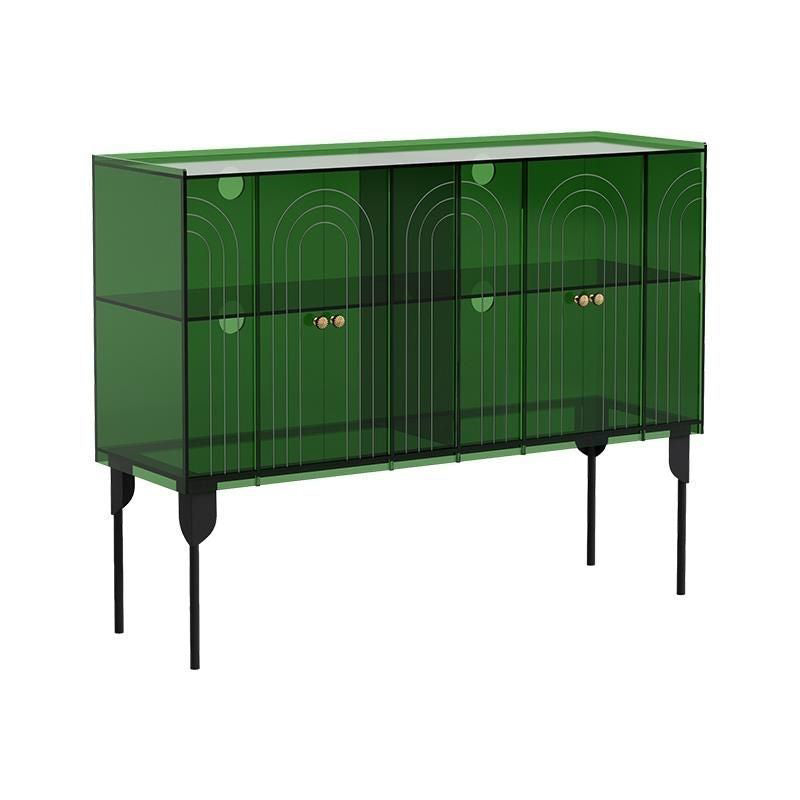 Armoire de rangement contemporaine scandinave rectangulaire en fer et acrylique à 3 niveaux pour salon 