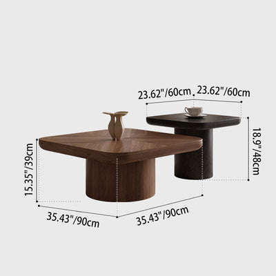 Traditional Vintage Square MDF Coffee Table Set 1-Tier For Living Room