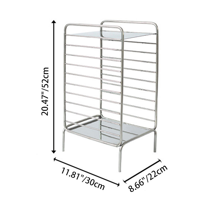 Modern Minimalist Lines Rectangular Stainless Steel End Table 2-Tier For Living Room