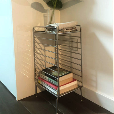 Modern Minimalist Lines Rectangular Stainless Steel End Table 2-Tier For Living Room
